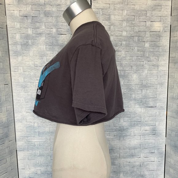 MTV Graphic Tee Cropped Top Checker Mtv Logo Brownish/Gray size M - Picture 2 of 5